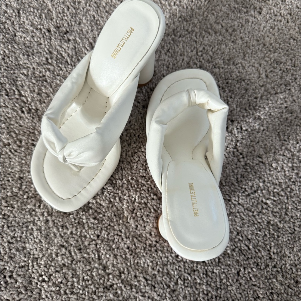 PrettyLittleThing Cream Heeled Sandals